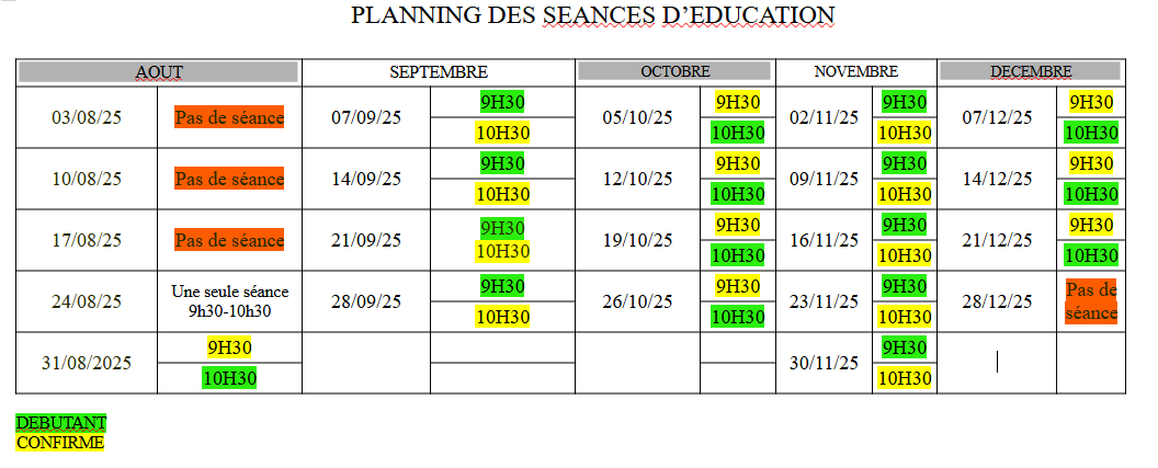 Seances 2025 sept